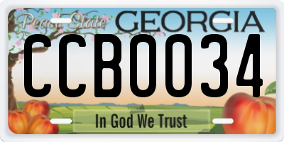 GA license plate CCB0034