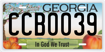 GA license plate CCB0039