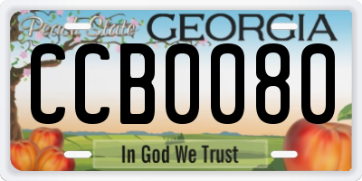 GA license plate CCB0080