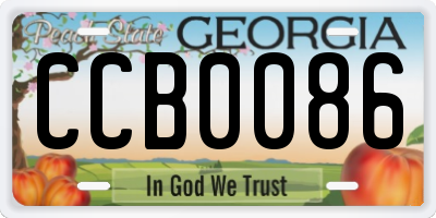 GA license plate CCB0086