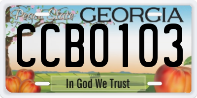 GA license plate CCB0103