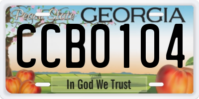 GA license plate CCB0104