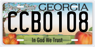 GA license plate CCB0108