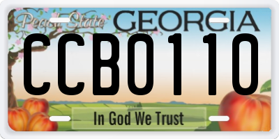 GA license plate CCB0110