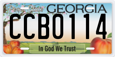 GA license plate CCB0114