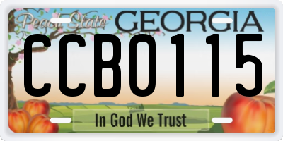 GA license plate CCB0115