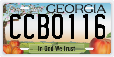 GA license plate CCB0116