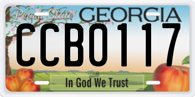 GA license plate CCB0117