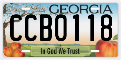 GA license plate CCB0118