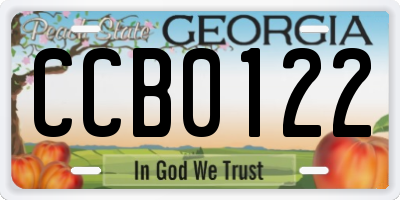 GA license plate CCB0122
