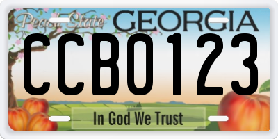 GA license plate CCB0123