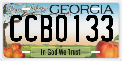 GA license plate CCB0133