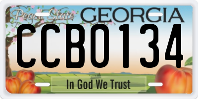 GA license plate CCB0134