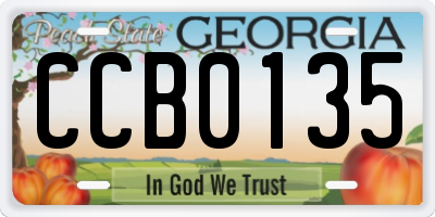 GA license plate CCB0135