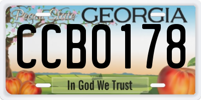 GA license plate CCB0178