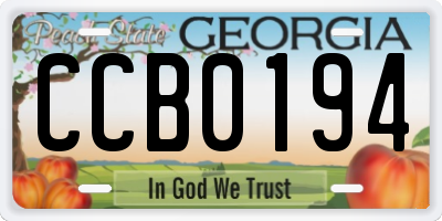 GA license plate CCB0194