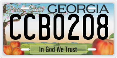 GA license plate CCB0208