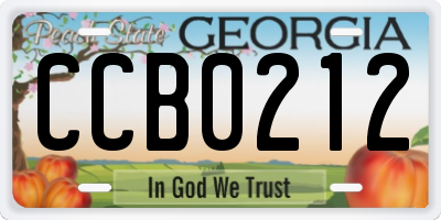 GA license plate CCB0212