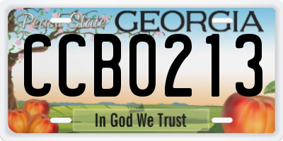 GA license plate CCB0213