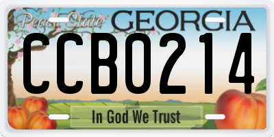 GA license plate CCB0214