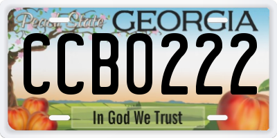 GA license plate CCB0222