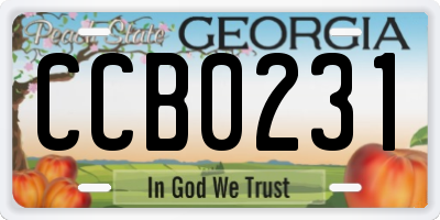 GA license plate CCB0231