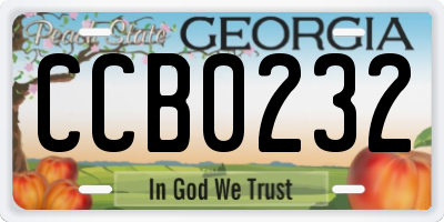 GA license plate CCB0232
