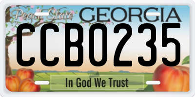 GA license plate CCB0235