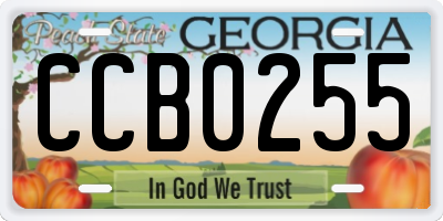 GA license plate CCB0255