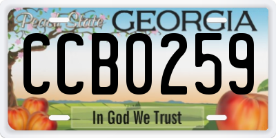 GA license plate CCB0259