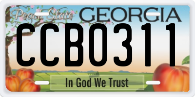 GA license plate CCB0311