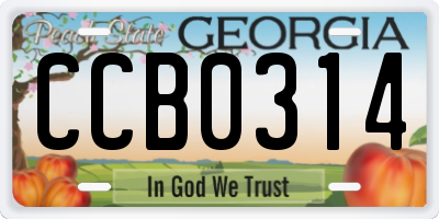 GA license plate CCB0314