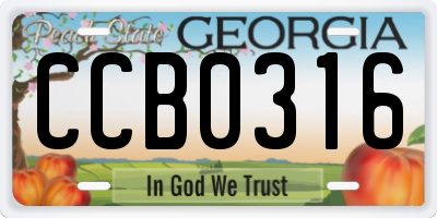 GA license plate CCB0316