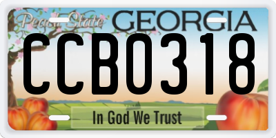 GA license plate CCB0318
