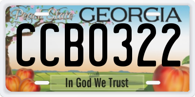 GA license plate CCB0322
