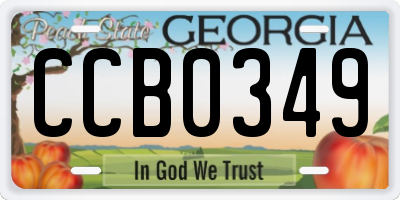 GA license plate CCB0349