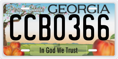 GA license plate CCB0366