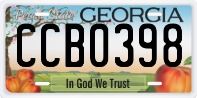 GA license plate CCB0398