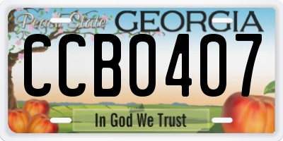 GA license plate CCB0407