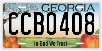 GA license plate CCB0408
