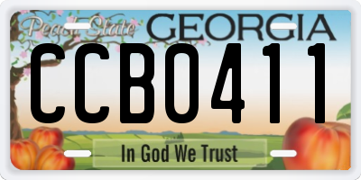 GA license plate CCB0411