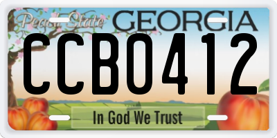 GA license plate CCB0412