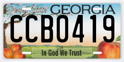 GA license plate CCB0419