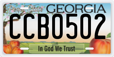 GA license plate CCB0502