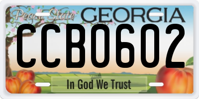 GA license plate CCB0602
