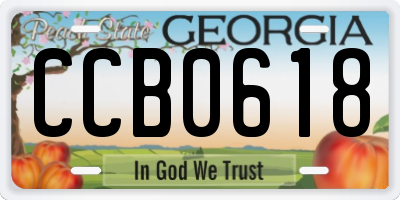 GA license plate CCB0618