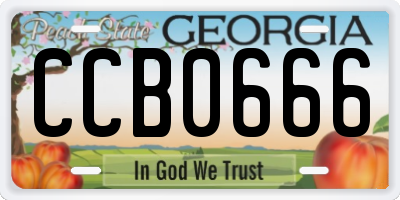 GA license plate CCB0666