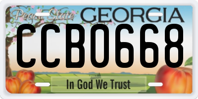 GA license plate CCB0668