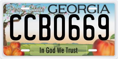 GA license plate CCB0669