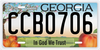 GA license plate CCB0706
